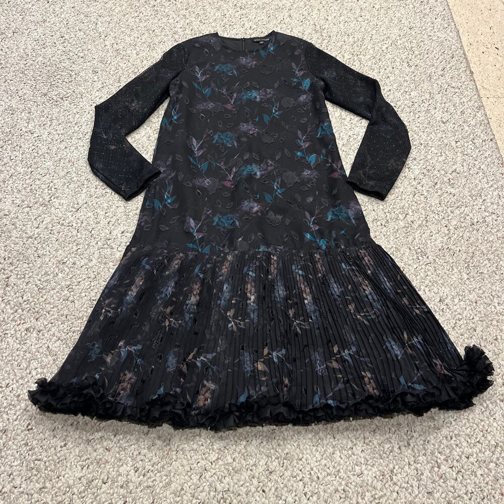 Sara Navon Dark Floral Long Sleeve Dress XS Whimsigoth Fairy Grunge Retro